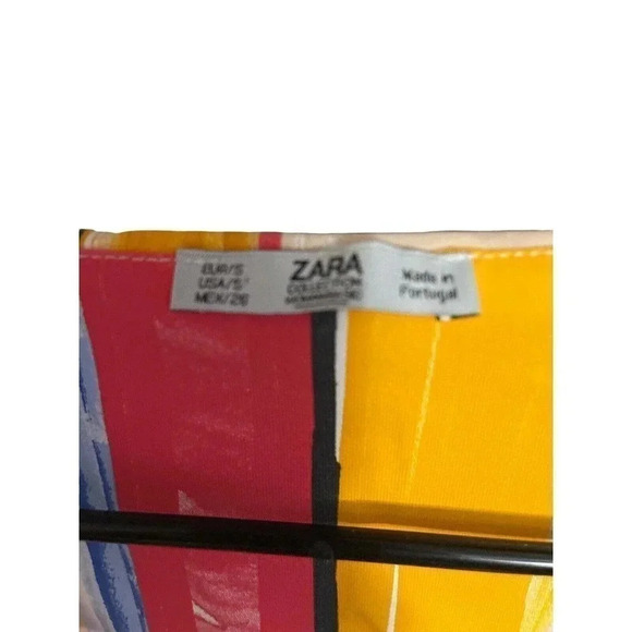 Zara Rainbow Stretchy Tank Top Office Casual Striped Shirt Size S - Picture 2 of 3